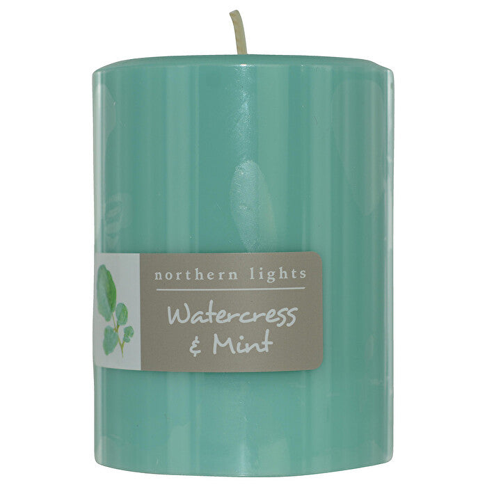Northern Lights Watercress & Mint One 3x4 Inch Pillar Candle