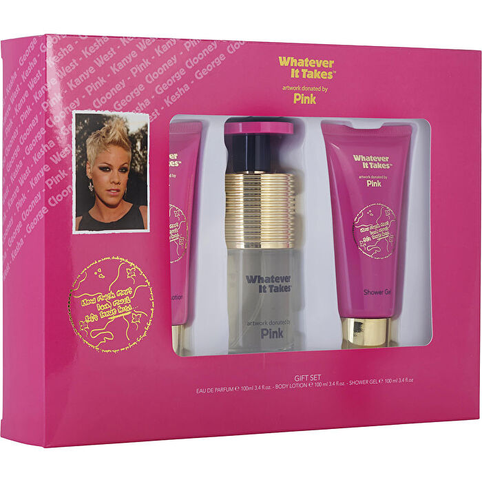 Whatever It Takes Pink Eau De Parfum Spray (new Packaging) & Body Lotion & Shower Gel 3.4 100ml/3.4oz