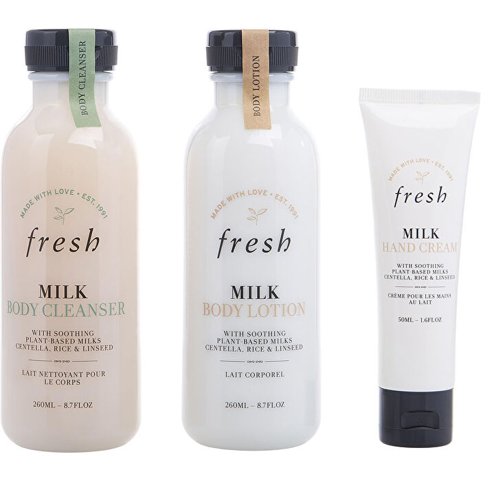 Fresh Head To Toe Nourishing Trio Set: Milk Body Cleanser 260ml/8.8oz & Milk Body Lotion 260ml/8.8oz & Milk Hand Cream 50ml/1.7oz 3pcs