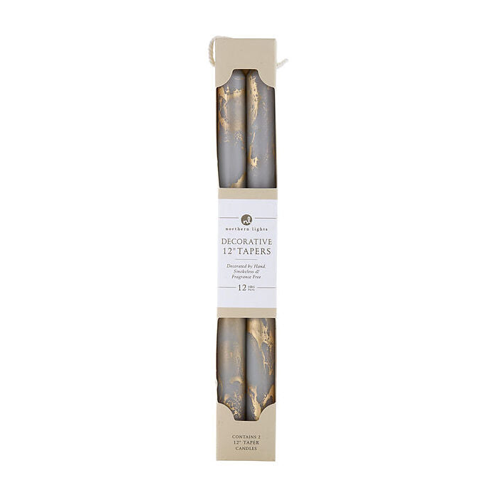 Northern Lights Stone With Gold 12" Decorative Tapers () 2 Pack