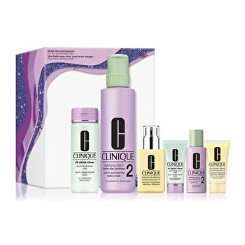 Clinique Great Skin Everywhere (dry Combination Skin) Set: All About Clean Facial Soap Mild 200ml/6.7oz & Clarifying Lotion 500ml/16.5oz & Dramatically Different Lotion 125ml/4.2oz & Facial Soap Mild 30ml/1oz & Clarifying Lotion 60ml/2oz & Dramatically...