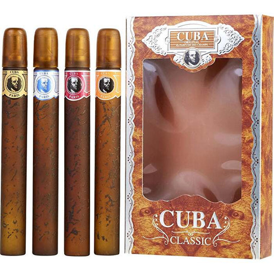 Cuba Variety 4 Piece Variety With Cuba Gold Blue Red & Orange & All Are Eau De Toilette Spray 30ml/1.17oz