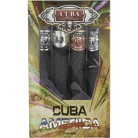 Cuba Variety 4 Piece Variety With Cuba Black Brown Green & Grey & All Are Eau De Toilette Spray 30ml/1.17oz