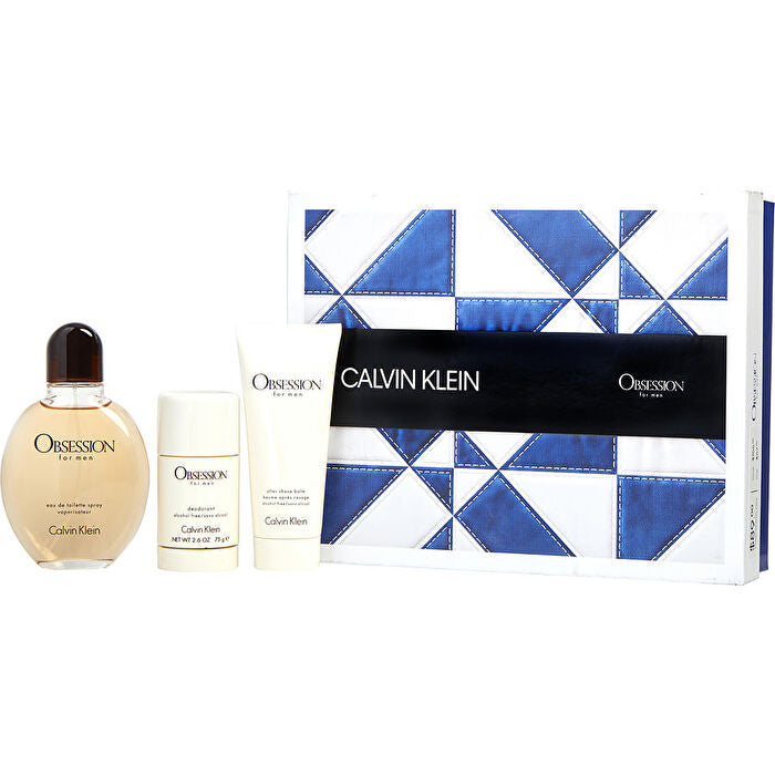 Calvin Klein Obsession Eau De Toilette Spray 120ml/4oz & Aftershave Balm Alcohol Free 90ml/3.4oz & Deodorant Stick Alcohol Free 60ml/2.6oz