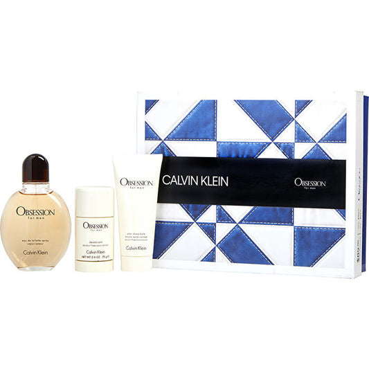 Calvin Klein Obsession Eau De Toilette Spray 120ml/4oz & Aftershave Balm Alcohol Free 90ml/3.4oz & Deodorant Stick Alcohol Free 60ml/2.6oz