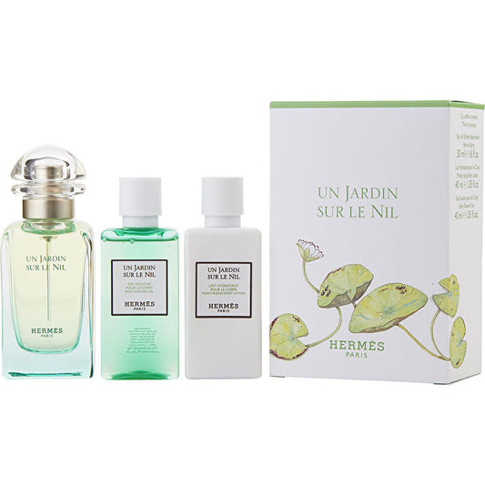 Hermes Un Jardin Sur Le Nil Eau De Toilette Spray 30ml/1.6oz & Body Lotion 30ml/1.3oz & Shower Gel 30ml/1.3oz