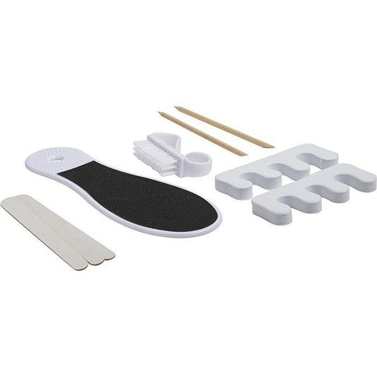 Spa Accessories Set-8 Pieces Pedicure Set With Foot File & Nail Brush & Cuticle Sticks(2) & Emery Boards( 2) & Toe Separators(2) - White