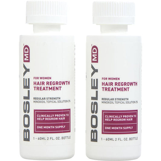 Bosley Bosleymd Hair Regrowth Treatment For Women Regular Strength Minoxidil Topical Solution 2% Two Month Supply 2- Bottles (dropper) 60ml/2oz