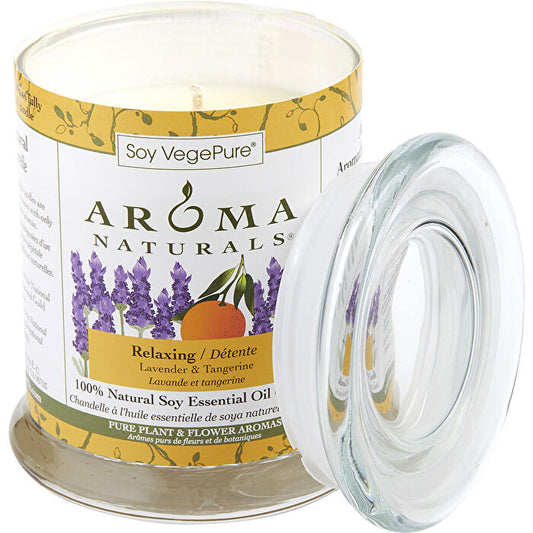Aroma Naturals Relaxing Aromatherapy One 3.7x4.5 Inch Medium Glass Pillar Soy Aromatherapy Candle