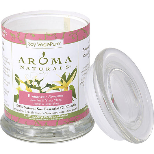 Romance Aromatherapy One 3x3.5 Inch Medium Glass Pillar Soy Aromatherapy Candle