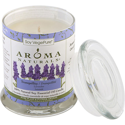 Aroma Naturals Tranquility Aromatherapy One 3.7x4.5 Inch Medium Glass Pillar Soy Aromatherapy Candle