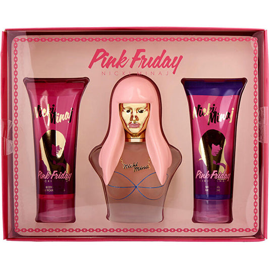 Nicki Minaj Pink Friday Eau De Parfum Spray & Body Lotion & Shower Gel 100ml/3.4oz