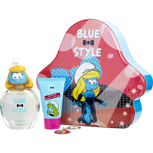 First American Brands Smurfs 3d 3 Pieces Smurfette With Eau De Toilette Spray 90ml/3.4oz & Shower Gel 60ml/2.5oz & Key Chain (blue & Style)