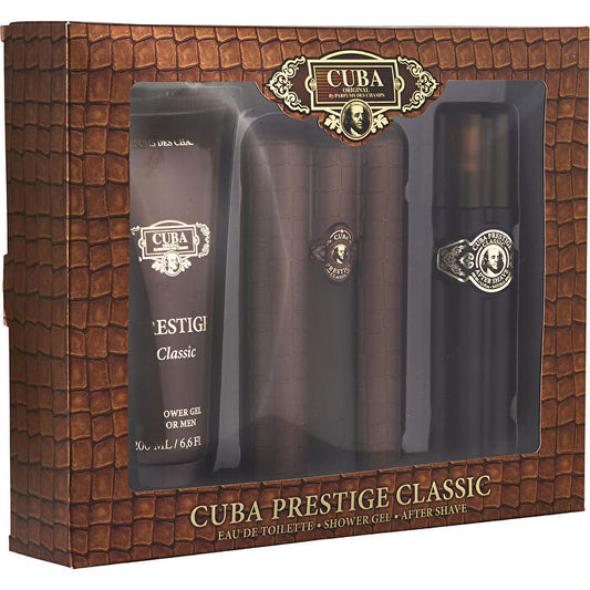 Cuba Prestige Gold Eau De Toilette Spray 90ml/3oz & Aftershave Spray 90ml/3.3oz & Shower Gel 180ml/6.6oz