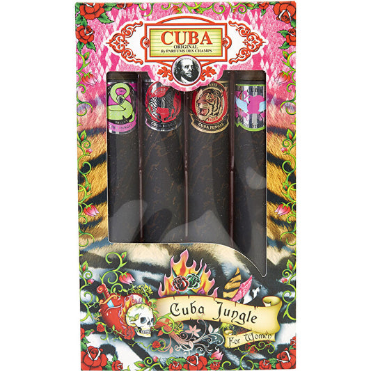 Cuba Variety 4 Piece Variety With- Jungle/heartbreaker & Tiger & Zebra & Snake And All Are Eau De Parfum Spray 4x 30ml/1.17oz