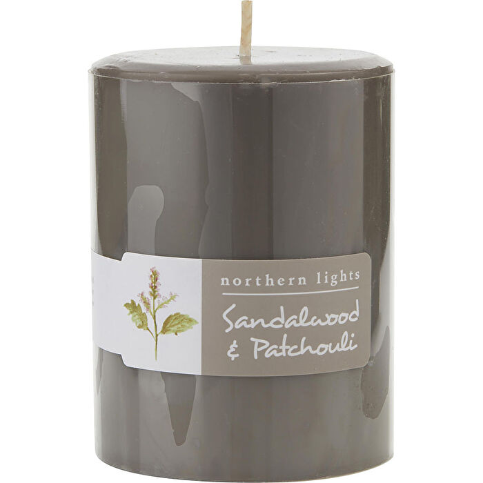 Northern Lights Sandalwood & Patchouli One 3x4 Inch Pillar Candle