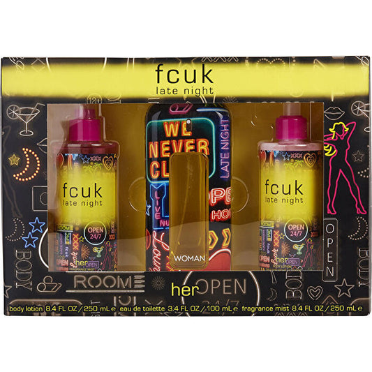 French Connection Fcuk Late Night Eau De Toilette Spray 90ml/3.4oz & Body Lotion 240ml/8.4oz & Fragrance Mist 240ml/8.4oz
