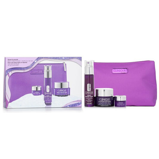 Clinique Smart & Smooth Set: Smart Clinical Repair Wrinkle Correcting Cream 50ml/1.7oz & Smart Clinical Repair Wrinkle Correcting Serum 30ml/1oz & Smart Clinical Repair Wrinkle Correcting Eye Cream 5ml/0.17oz 3pcs+bag
