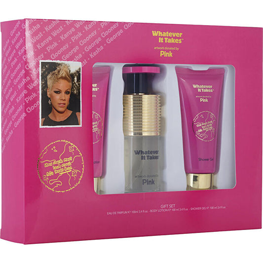 Whatever It Takes Pink Eau De Parfum Spray (new Packaging) & Body Lotion & Shower Gel 3.4 100ml/3.4oz