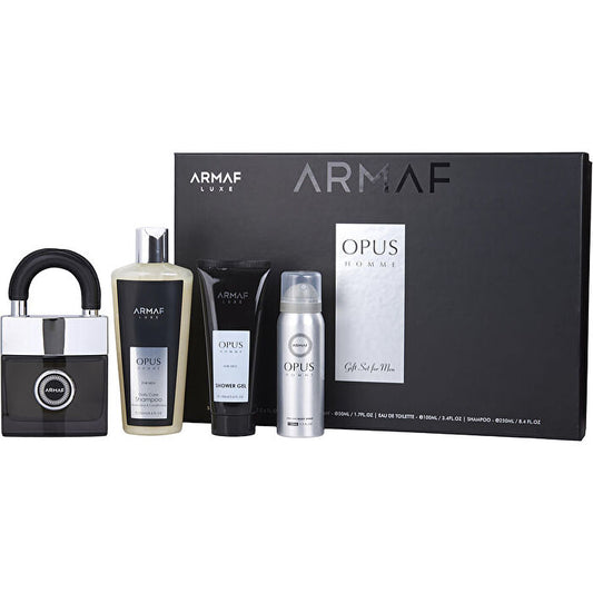 Armaf Opus Eau De Toilette Spray 100ml/3.4oz & Shower Gel 100ml/3.4oz & Perfume Body Spray 50ml/1.7oz & Shampoo 250ml/8.4oz