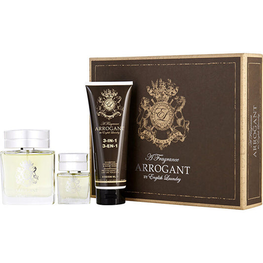English Laundry Arrogant Eau De Toilette Spray 90ml/3.4oz & 3-in-1 Body Wash 240ml/8oz & Eau De Toilette Spray 0.68oz