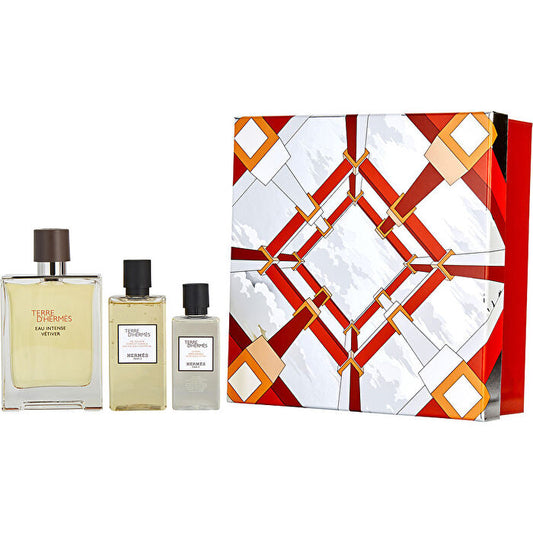 Hermes Terre D'hermes Eau Intense Vetiver Eau De Parfum Spray 90ml/3.3oz & Aftershave Lotion 30ml/1.35oz & Hair And Shower Gel 60ml/2.8oz