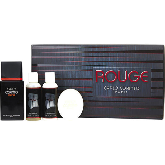 Carlo Corinto Rouge Eau De Toilette Spray 100ml/3.4oz & Aftershave Balm 100ml/3.9oz & Body Shampoo 100ml/3.9oz & Soap 150ml/5.2oz