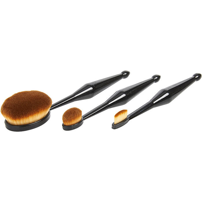 Qentessi Qentissi Make Up Oval Brush Set: Small Straight Shaped Brush & Medium Oval Shaped Brush & Large Oval Shaped Brush 3pcs