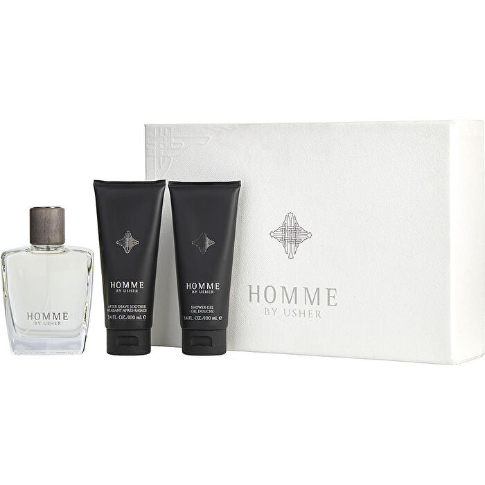 Usher Homme Eau De Toilette Spray & Aftershave Soother & Shower Gel 100ml/3.4oz