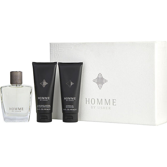Usher Homme Eau De Toilette Spray & Aftershave Soother & Shower Gel 100ml/3.4oz