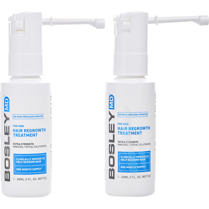 Bosley Bosleymd Men's Hair Regrowth Treatment For Men Extra Strength Minoxidil 5% Topical Solution - Two Month Supply 2- Bottles (dropper) 60ml/2oz