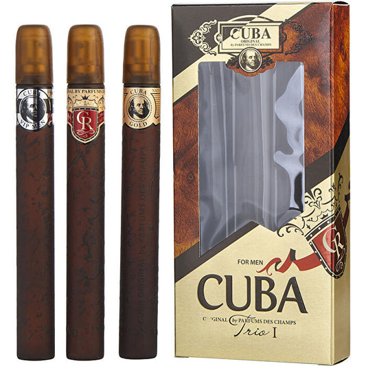 Cuba Variety 3 Piece Trio I With Cuba Gold & Vip & Royal And All Are Eau De Toilette Spray 30ml/1.17oz