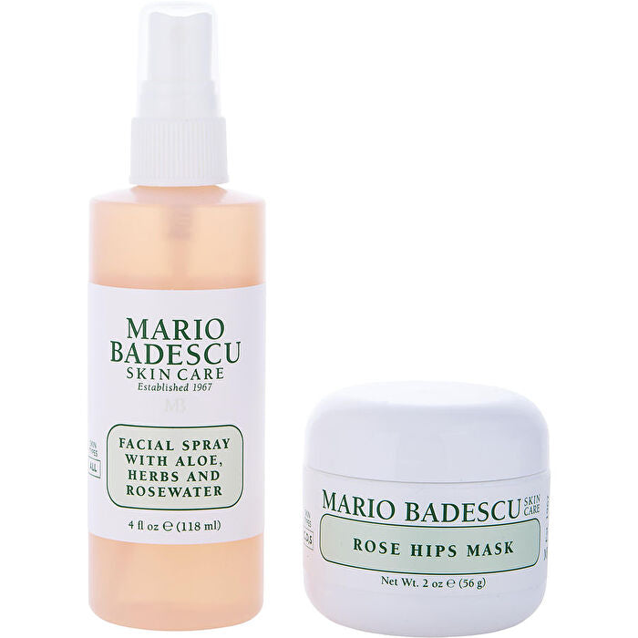 Mario Badescu Rose Mask & Mist Duo Set: Facial Spray With Aloe Herbs And Rosewater 120ml/4oz & Rose Hips Mask 60ml/2oz 2pcs