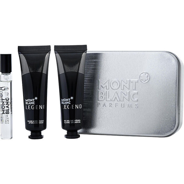 Montblanc Legend Eau De Toilette Spray 0.25oz & Aftershave Balm 30ml/1oz & All Over Shower Gel 30ml/1oz & Tim Box