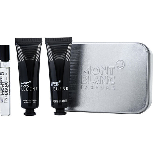 Montblanc Legend Eau De Toilette Spray 0.25oz & Aftershave Balm 30ml/1oz & All Over Shower Gel 30ml/1oz & Tim Box