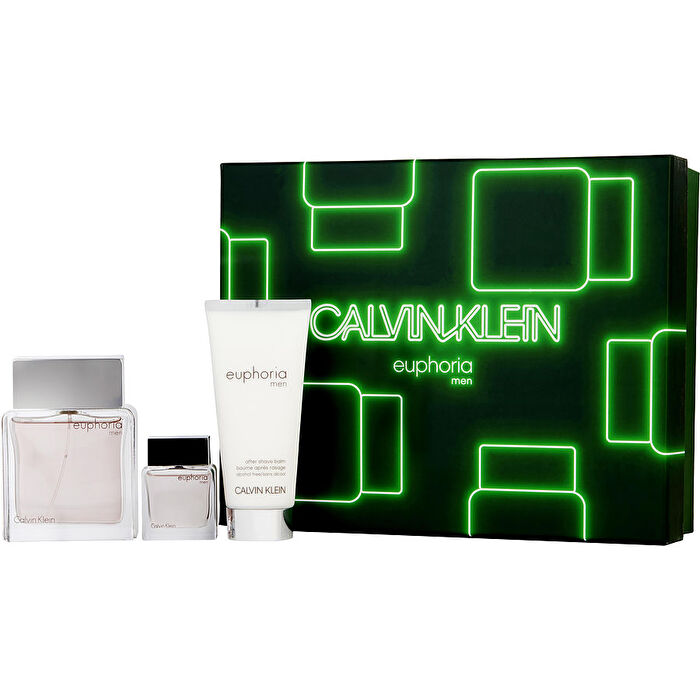 Calvin Klein Euphoria Men Eau De Toilette Spray 90ml/3.3oz & Aftershave Balm 90ml/3.3oz & Eau De Toilette 0.5oz