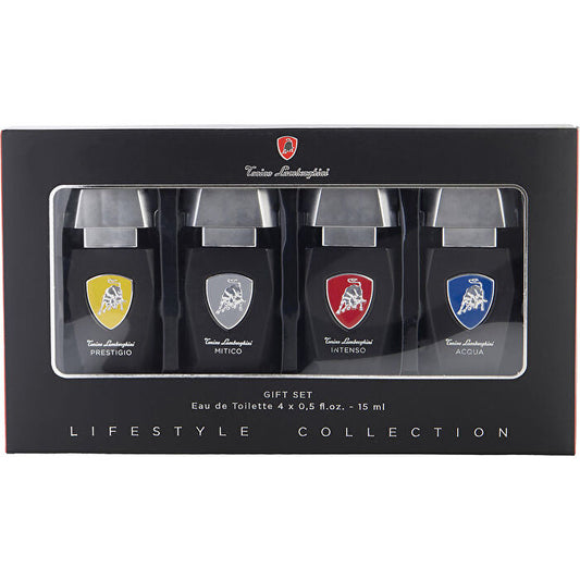 Tonino Lamborghini Lamborghini Variety 4 Piece Variety With Prestigio & Mitico & Intenso & Acqua And All Are Eau De Toilette 0.5oz