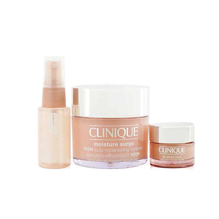 Clinique Moisture Surge Set: Moisture Surge 100h 125ml+ All About Eyes 15ml+ Moisture Surge Face Spray Thirsty Skin Relief 30ml/1oz 3pcs