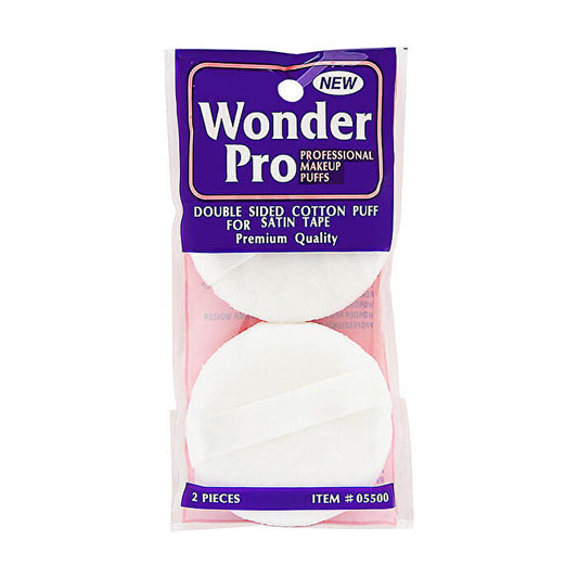 Wonder Pro Double Sided Cotton Puff With Satin Tape 2ct