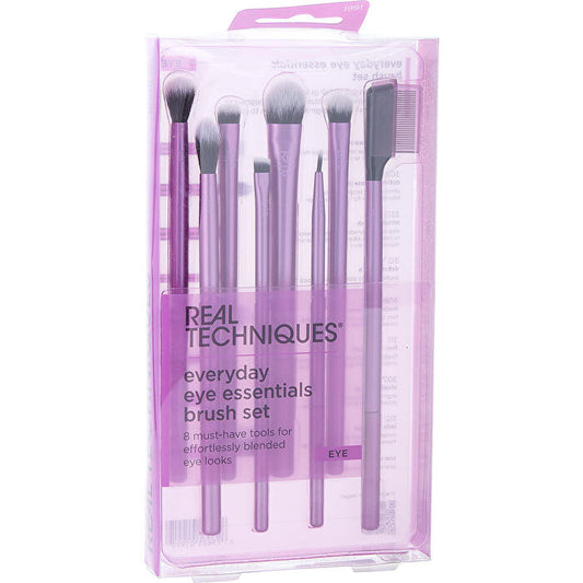 Real Techniques Technique Everyday Eye Essentials Set: Shading Brush & Crease Brush & Defining Crease & Definer & Smudge & Medium Shadow Brush & Lash Separator & Fine Liner Brush 8pcs