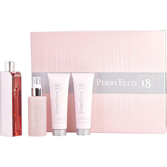 Perry Ellis 18 Orchid Eau De Parfum Spray 100ml/3.4oz & Body Mist 120ml/4oz & Body Lotion 90ml/3oz & Shower Gel 90ml/3oz