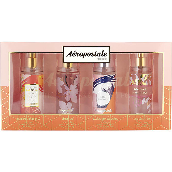Aeropostale Variety 4 Piece Variety With Graceful Gardenia & Blushing & Sag Honeysuckle & Golden Hour And All Are Body Mist 90ml/3.4oz