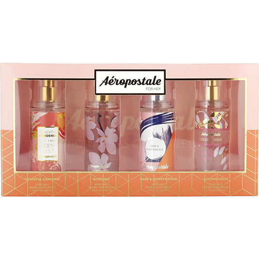 Aeropostale Variety 4 Piece Variety With Graceful Gardenia & Blushing & Sag Honeysuckle & Golden Hour And All Are Body Mist 90ml/3.4oz