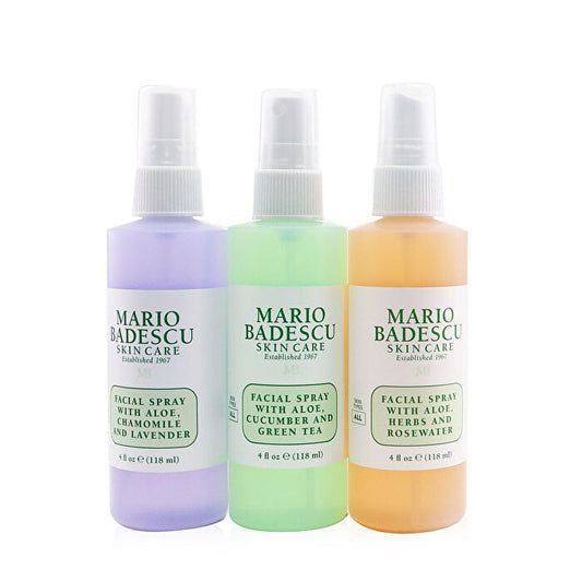 Mario Badescu Spritz Mist & Glow Set: Cucumber & Green Tea & Herbs & Rosewater & Chamomille & Lavender 3pcs 3x 118ml/4oz