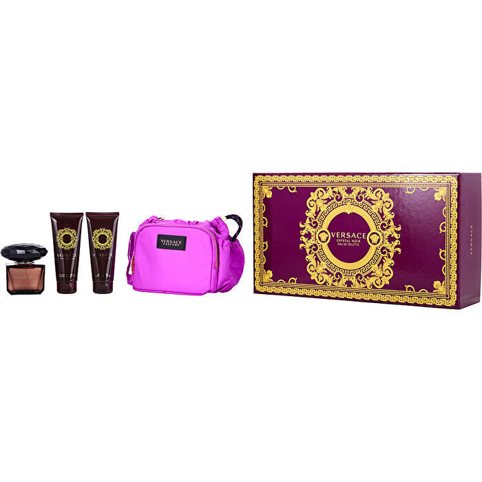 Versace Crystal Noir Eau De Toilette Spray 90ml/3oz & Body Lotion 100ml/3.4oz & Shower Gel 100ml/3.4oz & Clutch