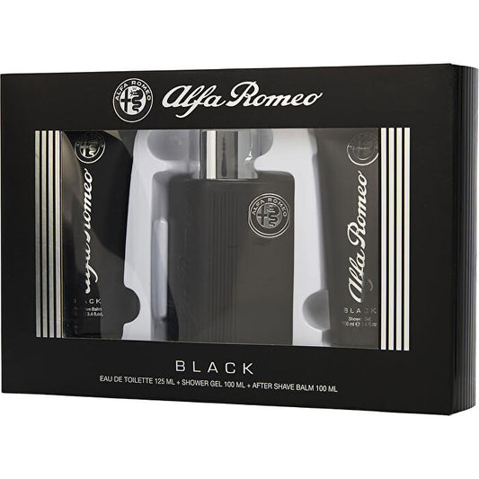 Alfa Romeo Black Eau De Toilette Spray 125ml/4.2oz & Aftershave Balm 100ml/3.4oz & Shower Gel 100ml/3.4oz