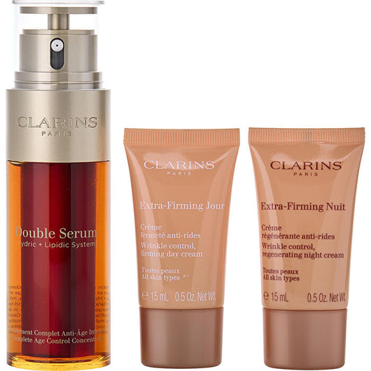 Clarins Double Serum 50ml/1.7oz & Extra-firming Day Cream Ast 15ml/0.5oz & Extra-firming Night Cream Ast 15ml/0.5oz & Double Serum Eye Sachet 0.9ml 4pcs
