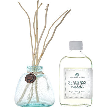 Northern Lights Seagrass & Aloe Fragrance Diffuser Oil & 6x Willow Reeds & Diffuser Bottle 180ml/6oz