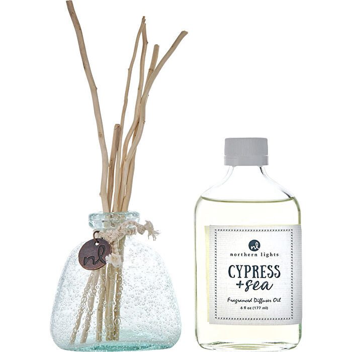 Northern Lights Cypress & Sea Fragrance Diffuser Oil & 6x Willow Reeds & Diffuser Bottle 180ml/6oz
