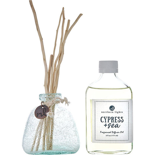 Northern Lights Cypress & Sea Fragrance Diffuser Oil & 6x Willow Reeds & Diffuser Bottle 180ml/6oz
